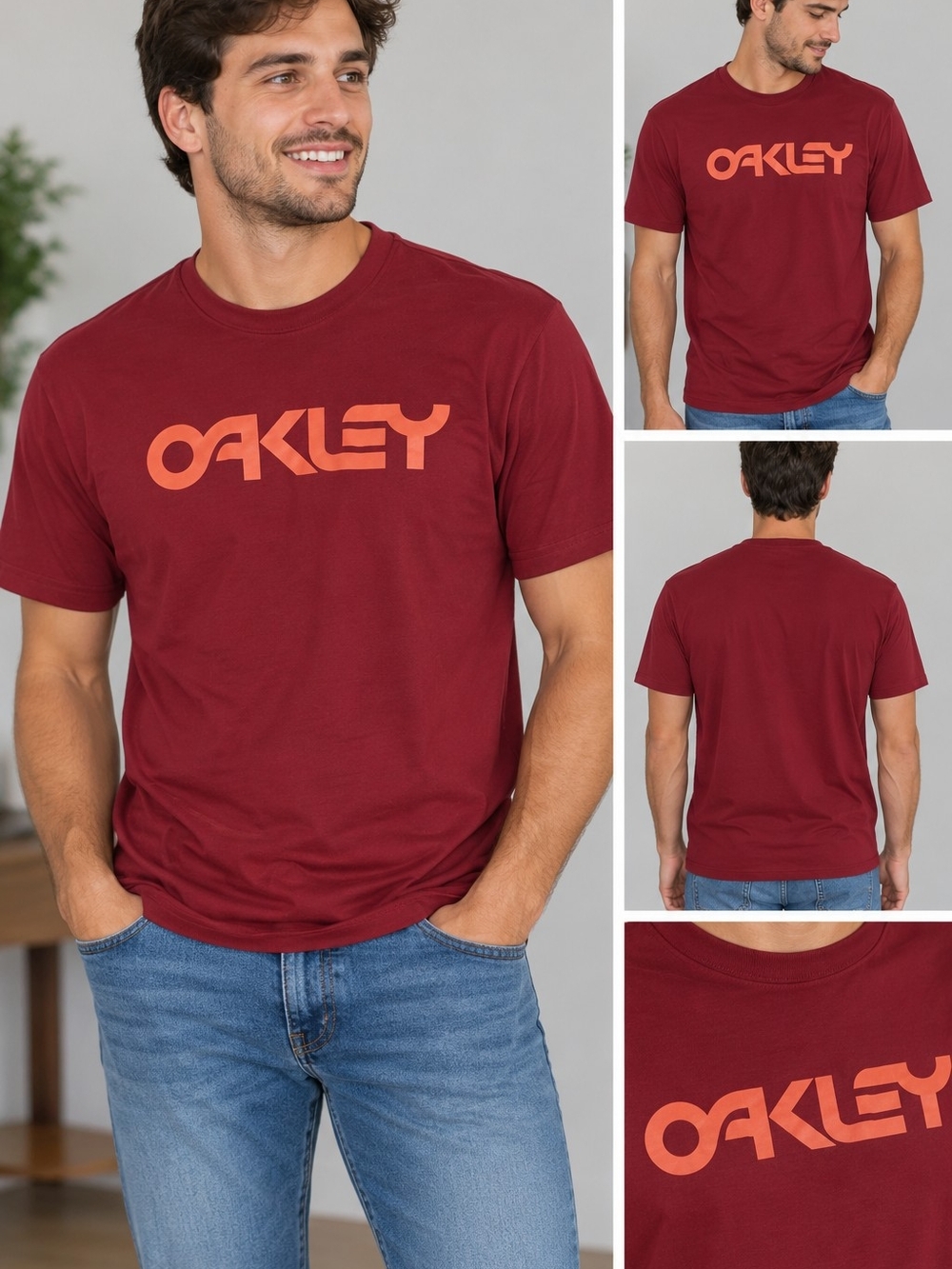 Oakley men's medium red short sleeve shirt #26